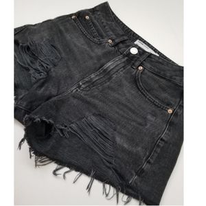 Distressed denim shorts